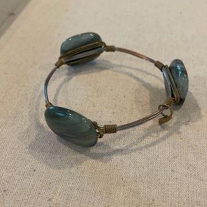 Gemstone and metal bracelet
